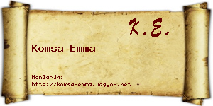 Komsa Emma névjegykártya